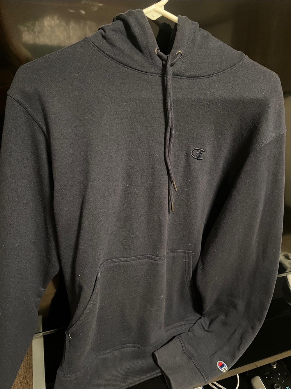 Champion Black Pullover Hoodie with Subtle Logo